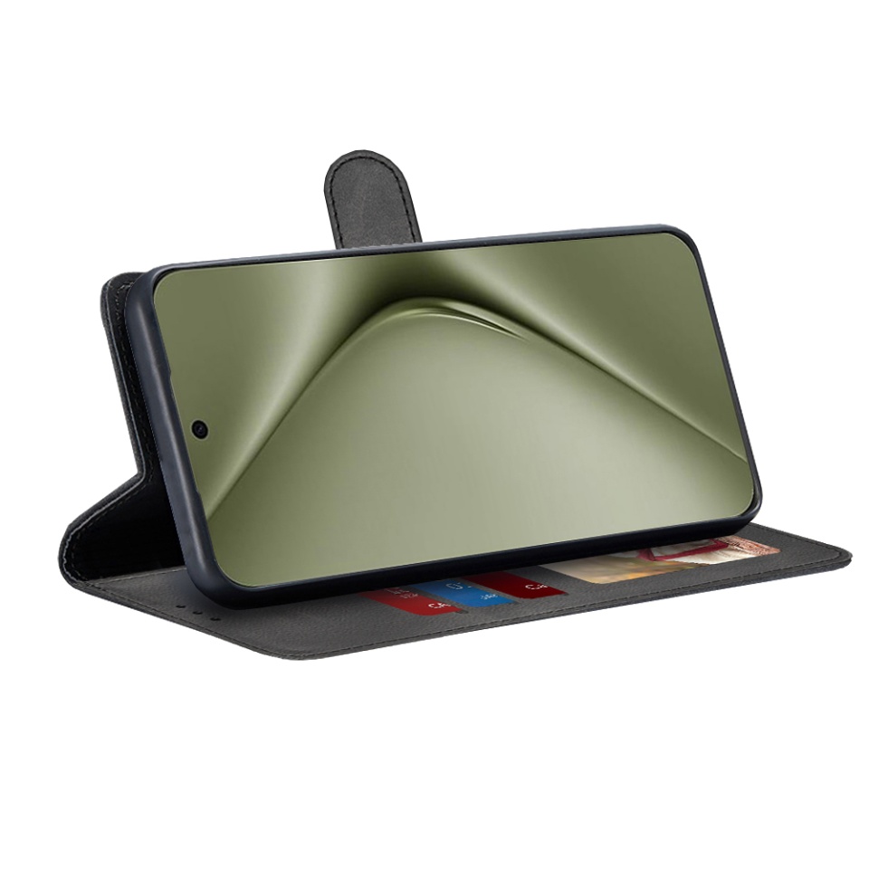 Husa pentru Huawei Pura 70 Ultra, SKYDDAR INNOVATION, Diary Book, tip carte, cu Portofel Interior, Antisoc, Negru, set cu sticker - 1 | YEO