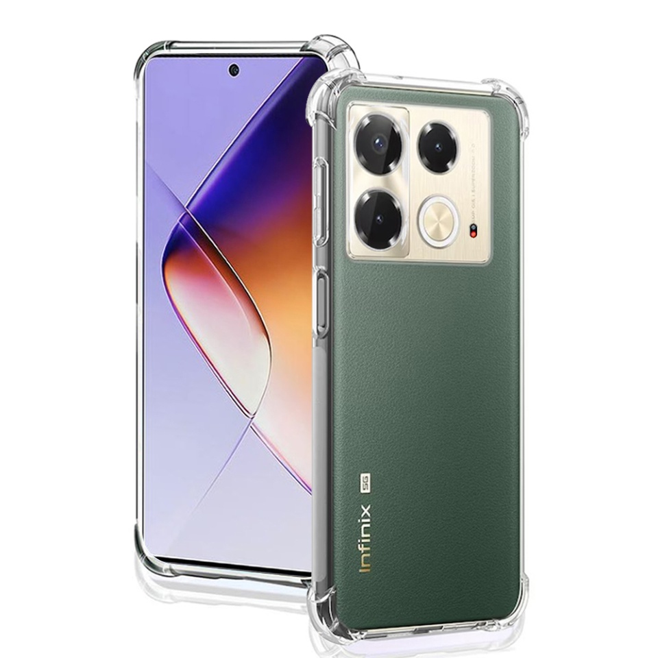 Husa pentru Infinix Note 40 , SKYDDAR INNOVATION, Shockproof Clear din Silicon Slim, Transparenta, set cu sticker