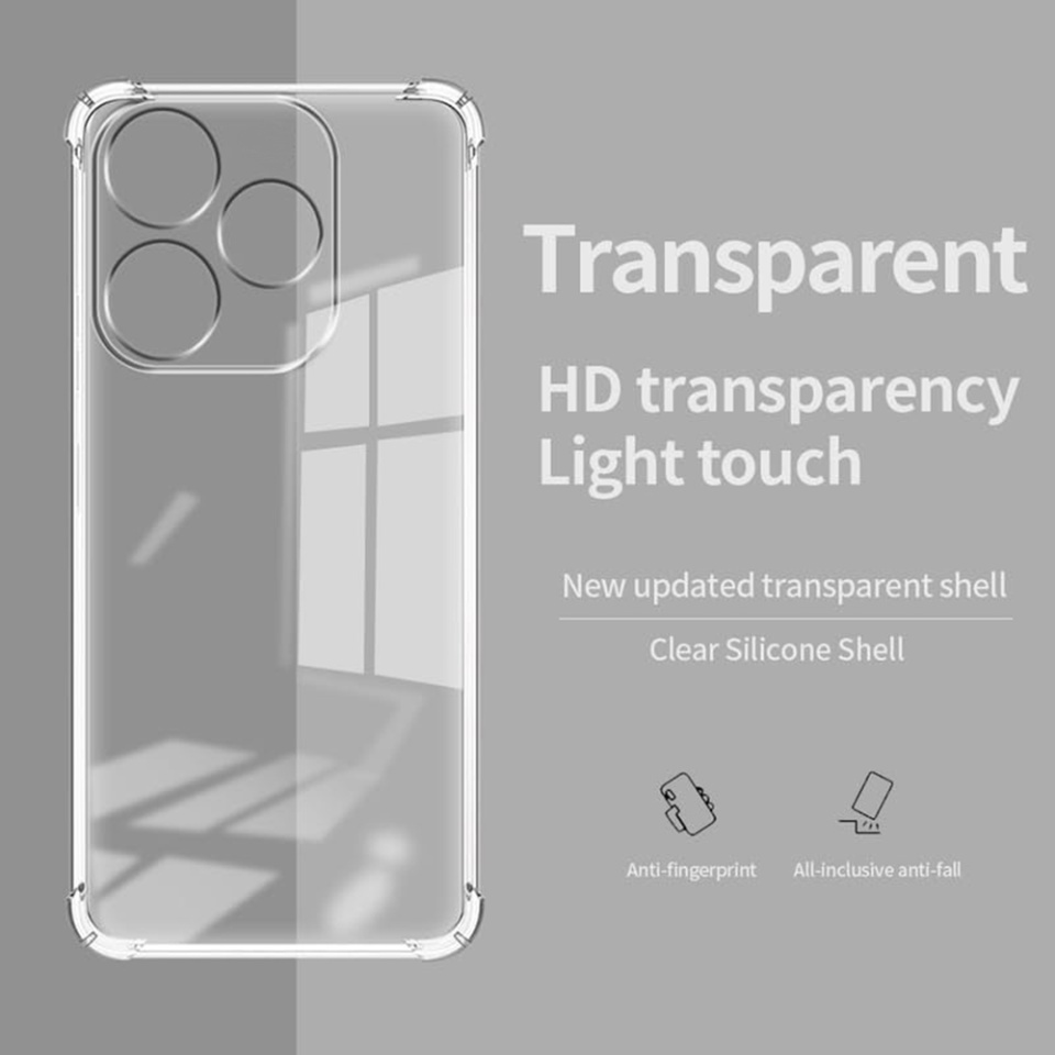 Husa pentru Infinix Smart 8 , SKYDDAR INNOVATION, Shockproof Clear din Silicon Slim, Transparenta, set cu sticker - 3 | YEO