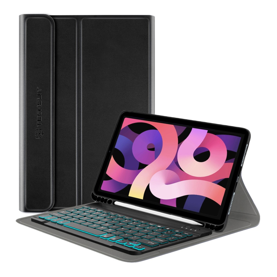 Husa pentru iPad Air 4 (2020)/Air 5 (2022)/Air 11 (2024) cu Tastatura Bluetooth si Protectie 360°, SKDR DuoSmart Cover - Negru