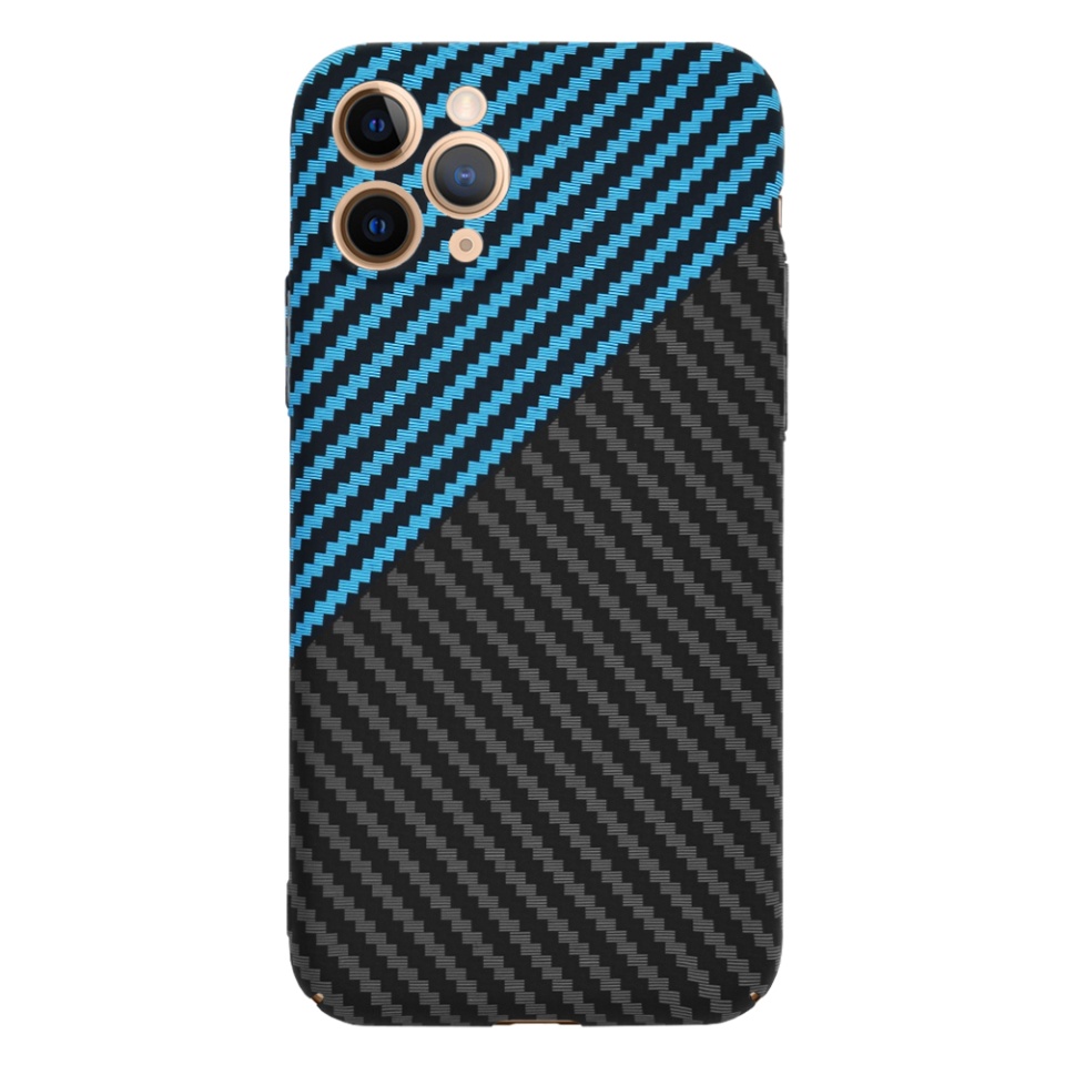 Husa pentru iPhone 11 Pro, Finisaj Premium cu Textura de Carbon, Design Elegant, SKDR CarbonFlex - Bleu - 1 | YEO
