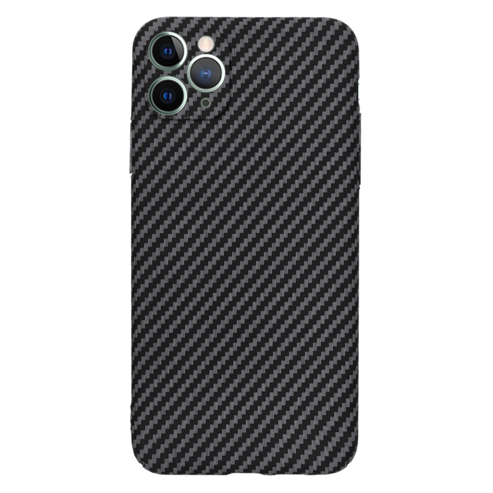 Husa pentru iPhone 11 Pro Max, Finisaj Premium cu Textura de Carbon, Design Elegant, SKDR CarbonFlex - Negru - 2 | YEO