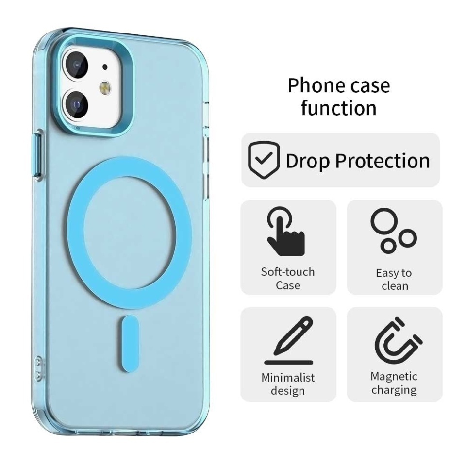 Husa pentru iPhone 12 / 12 Pro, SKYDDAR INOVATION, CandyCase, Magsafe, set cu sticker, Albastru - 1 | YEO