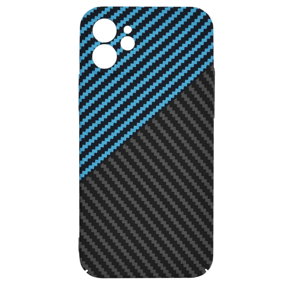 Husa pentru iPhone 12, Finisaj Premium cu Textura de Carbon, Design Elegant, SKDR CarbonFlex - Bleu - 3 | YEO