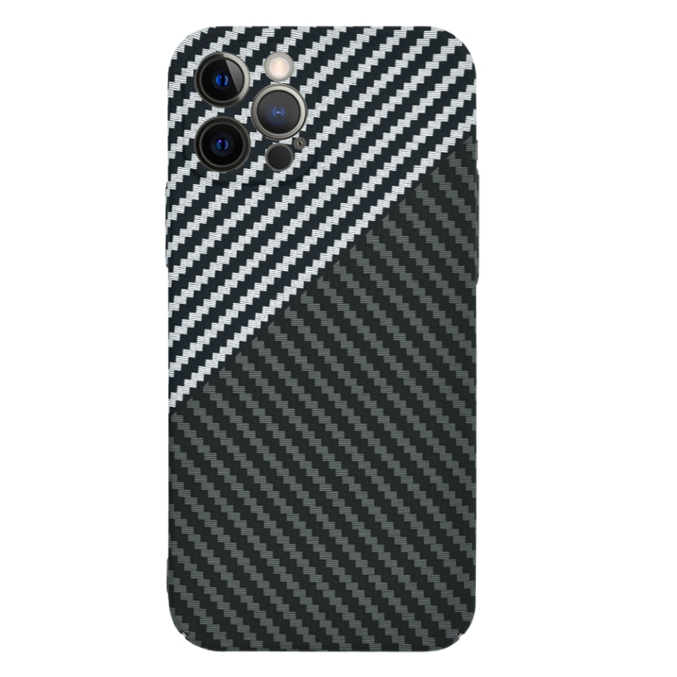 Husa pentru iPhone 12 Pro, Finisaj Premium cu Textura de Carbon, Design Elegant, SKDR CarbonFlex - Gri - 1 | YEO