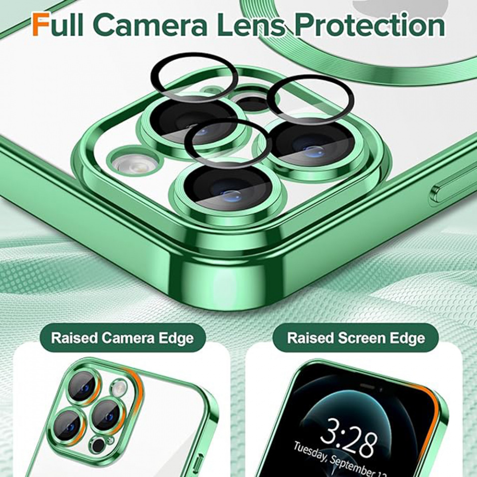 Husa pentru iPhone 12 Pro Max cu Magsafe integrat, SKYDDAR Luxury Shield - Verde deschis - 3 | YEO