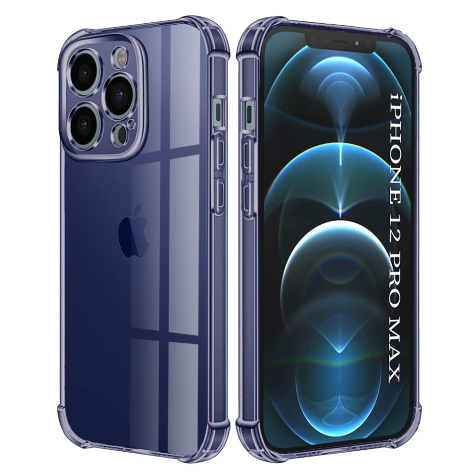 Husa pentru iPhone 12 Pro Max, SKYDDAR INNOVATION, Shockproof Clear Silicone, Silicon Slim, set cu sticker, Fumuriu