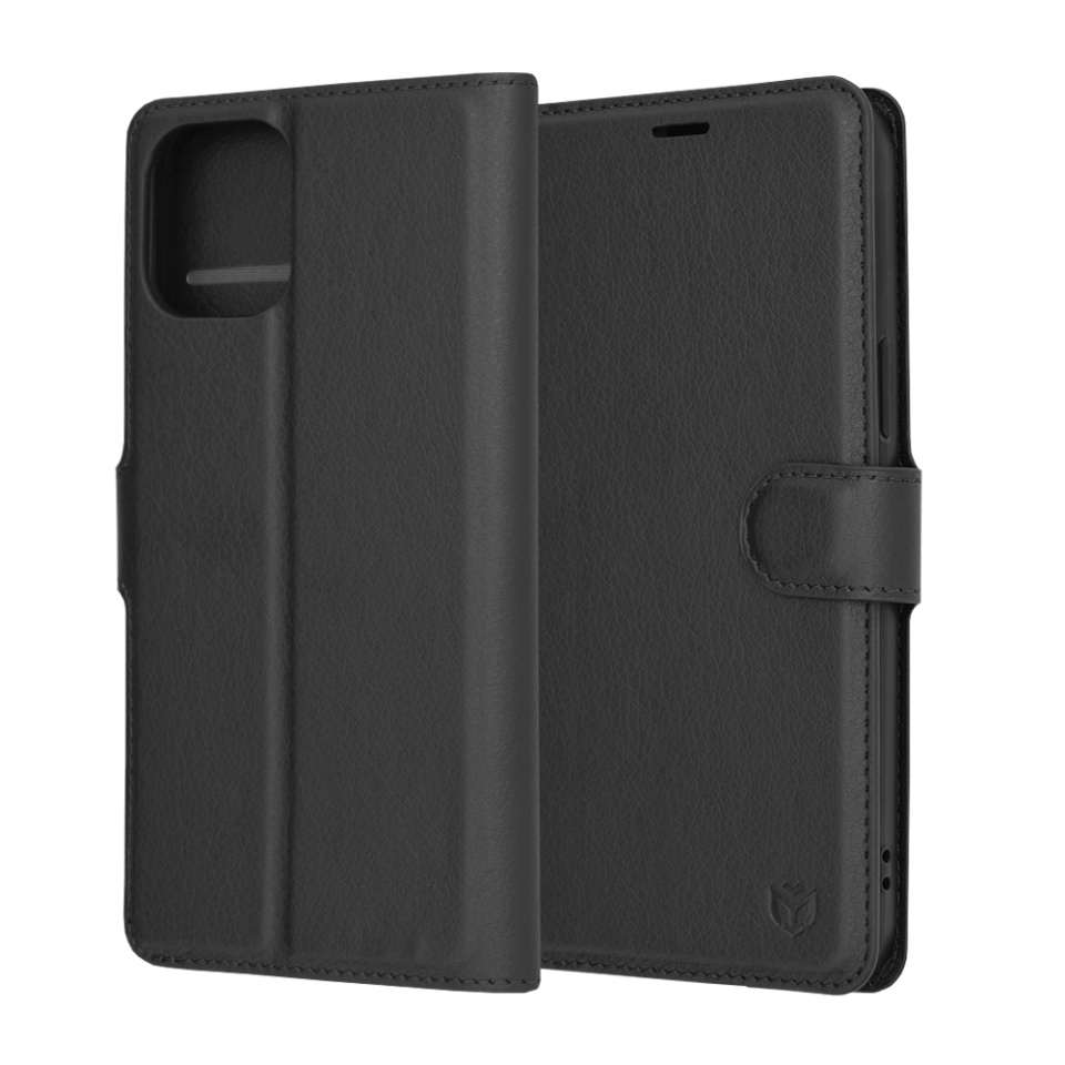 Husa pentru iPhone 12 Pro Max tip Carte, cu Portofel Interior, Finisaje Premium, SKYDDAR Leather Wallet - Negru