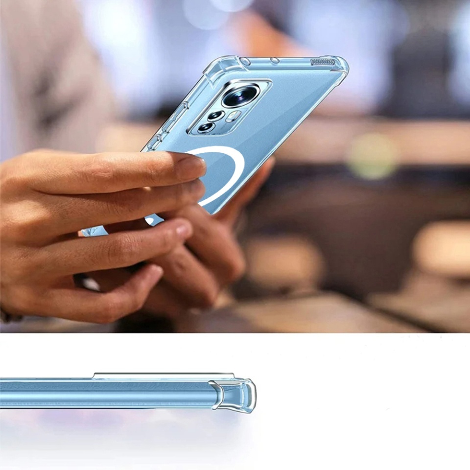 Husa pentru iPhone 12 Pro, SKYDDAR INNOVATION, Shockproof MagSafe din silicon, set cu sticker, Transparenta - 5