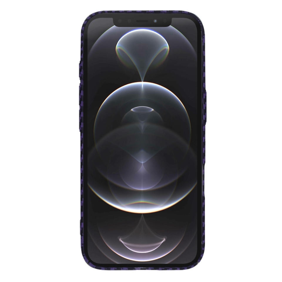 Husa pentru iPhone 12 Pro, SKYDDAR INNOVATION, textura carbon, Carbonite FiberShell, set cu sticker, Mov, - 1 | YEO