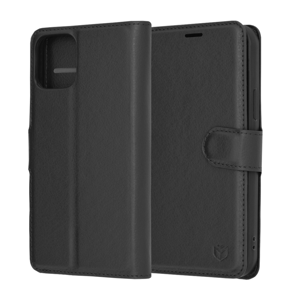 Husa pentru iPhone 12 Pro tip Carte, cu Portofel Interior, Finisaje Premium, SKYDDAR Leather Wallet - Negru