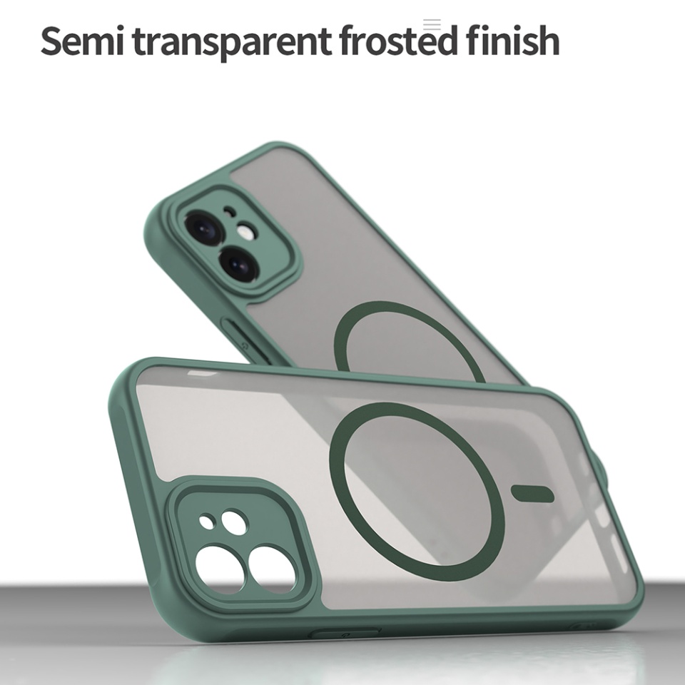 Husa pentru iPhone 12, SKYDDAR INNOVATION, HaloFrost MagSafe II, Antisoc, set cu sticker, Verde - 2 | YEO