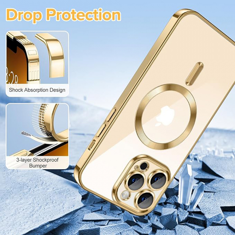 Husa pentru iPhone 13 Pro Max cu Magsafe integrat, SKYDDAR Luxury Shield - Auriu - 2 | YEO