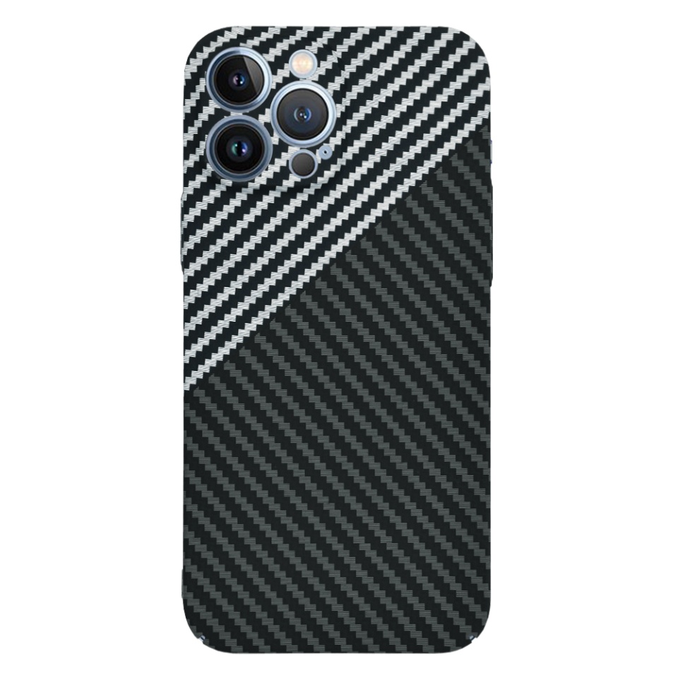 Husa pentru iPhone 13 Pro Max, Finisaj Premium cu Textura de Carbon, Design Elegant, SKDR CarbonFlex - Gri - 1 | YEO