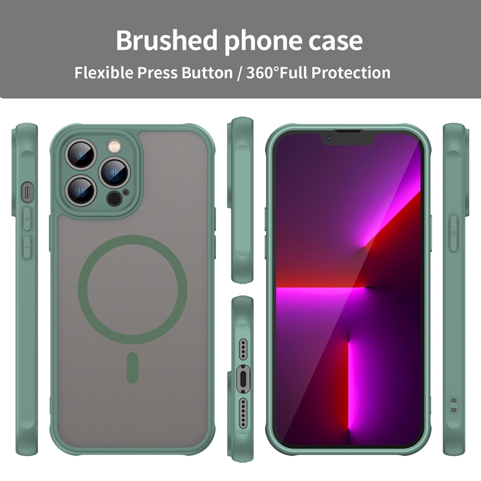 Husa pentru iPhone 13 Pro, SKYDDAR INNOVATION, HaloFrost MagSafe II, Antisoc, set cu sticker, Verde - 2 | YEO