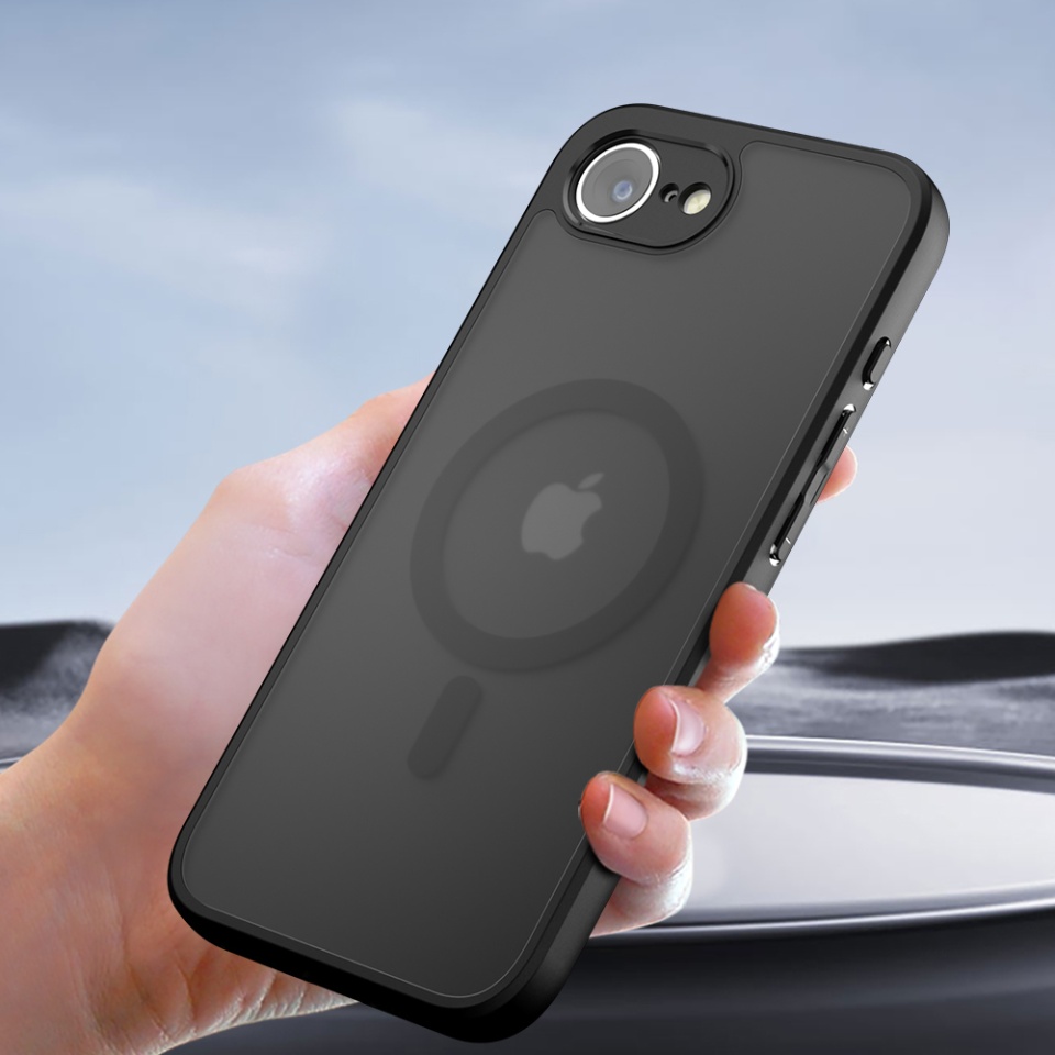 Husa pentru iPhone 13 Pro, SKYDDAR INNOVATION, PureFrost MagSafe, AntiSoc, set cu sticker, Negru frost - 2 | YEO