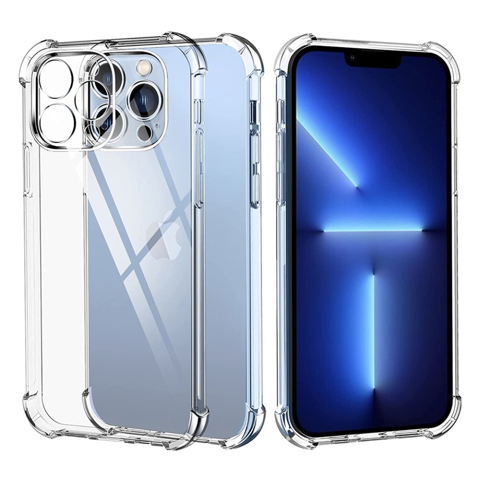 Husa pentru iPhone 13 Pro , SKYDDAR INNOVATION, Shockproof Clear din Silicon Slim, Transparenta, set cu sticker
