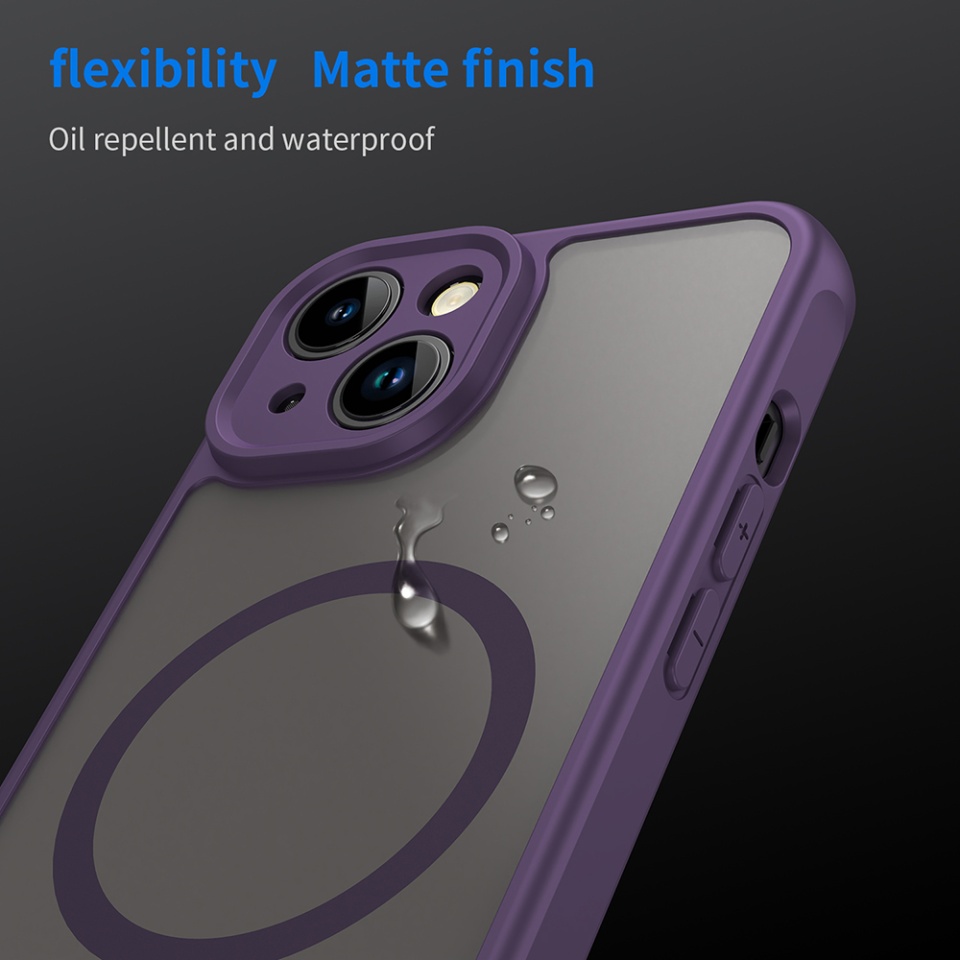 Husa pentru iPhone 13, SKYDDAR INNOVATION, HaloFrost MagSafe II, Antisoc, set cu sticker, Mov - 7