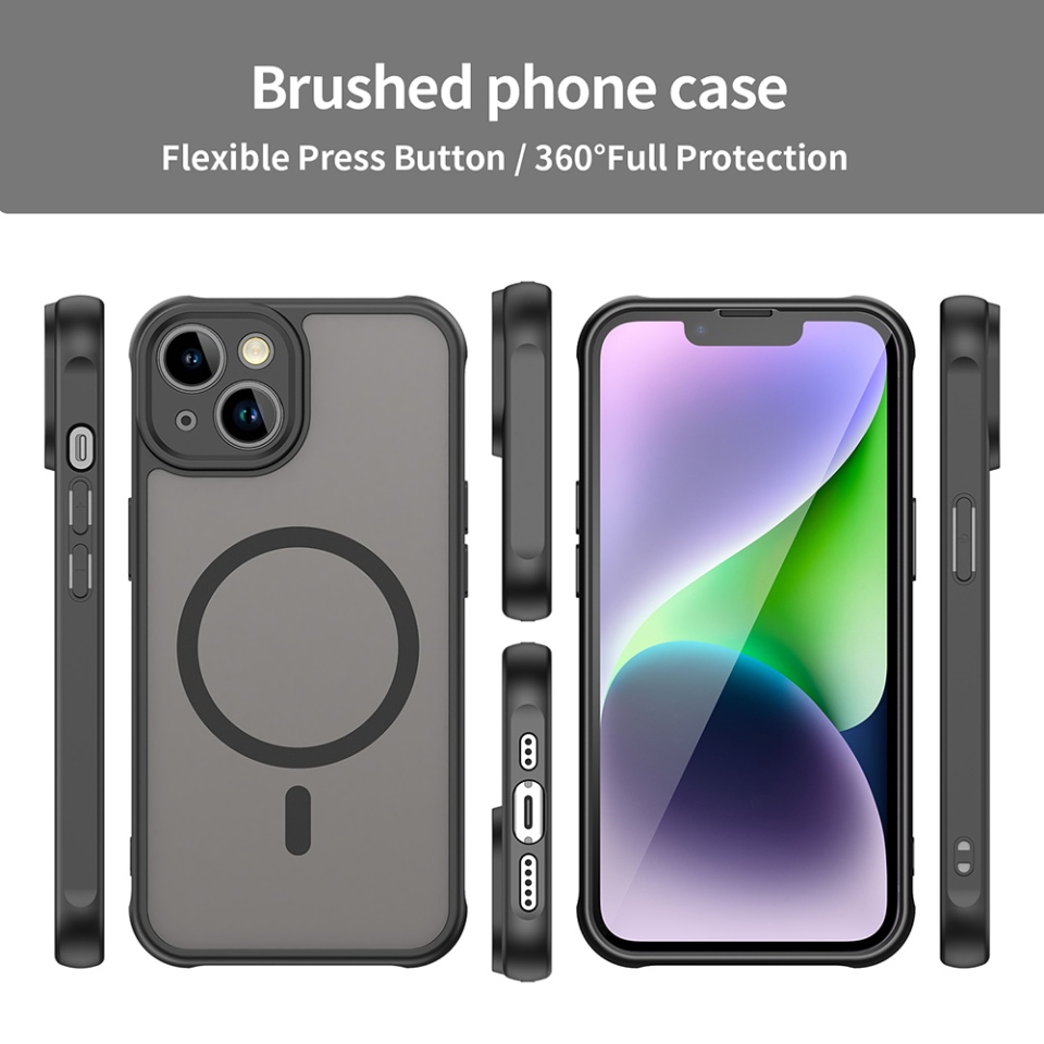 Husa pentru iPhone 13, SKYDDAR INNOVATION, HaloFrost MagSafe II, Antisoc, set cu sticker, Negru - 2 | YEO