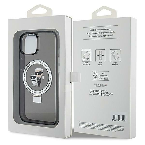 Husa pentru iPhone 14, Hardcase Ring Stand MagSafe, Karl Lagerfeld - Negru - 7