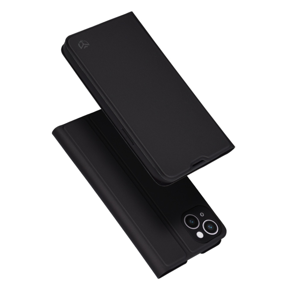 Husa pentru iPhone 14 Plus, SKYDDAR INNOVATION, Magskin Book, tip Carte cu Portofel Interior, set cu sticker, Negru