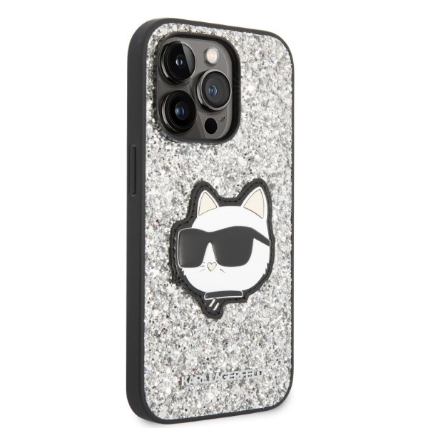 Husa pentru iPhone 14 Pro, Hardcase Glitter, Karl Lagerfeld, Argintiu - 1 | YEO