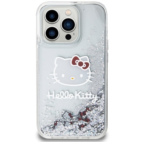 Husa pentru iPhone 14 Pro, Hardcase Liquid Glitter, Hello Kitty - Argintiu - 2 | YEO