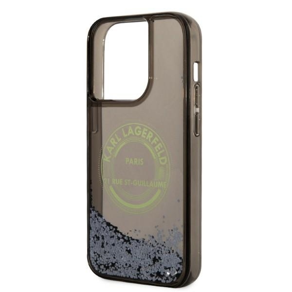 Husa pentru iPhone 14 Pro, Hardcase Liquid Glitter, Karl Lagerfeld - Negru Sclipici - 1 | YEO