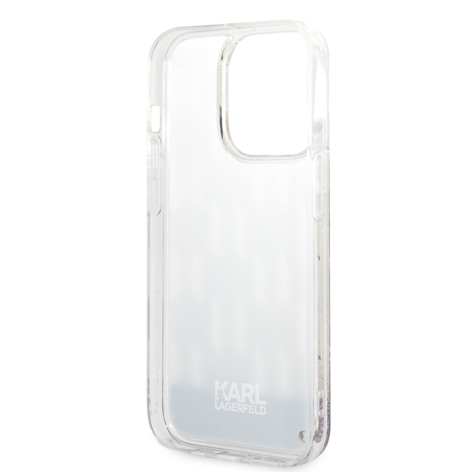 Husa pentru iPhone 14 Pro, Hardcase Liquid Glitter, Karl Lagerfeld - Monogram Argintiu - 3 | YEO