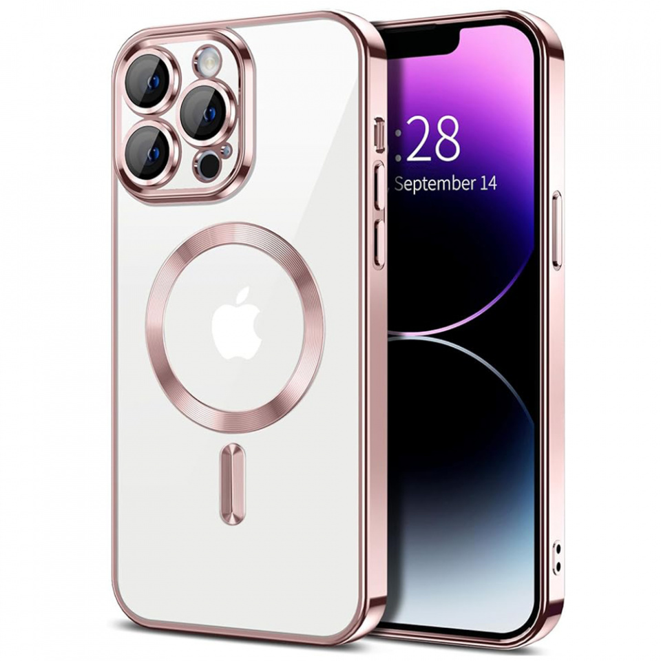 Husa pentru iPhone 14 Pro Max cu Magsafe integrat, SKYDDAR Luxury Shield - Roz