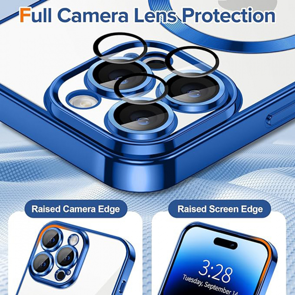 Husa pentru iPhone 14 Pro Max cu Magsafe integrat, SKYDDAR Luxury Shield - Albastru - 3 | YEO