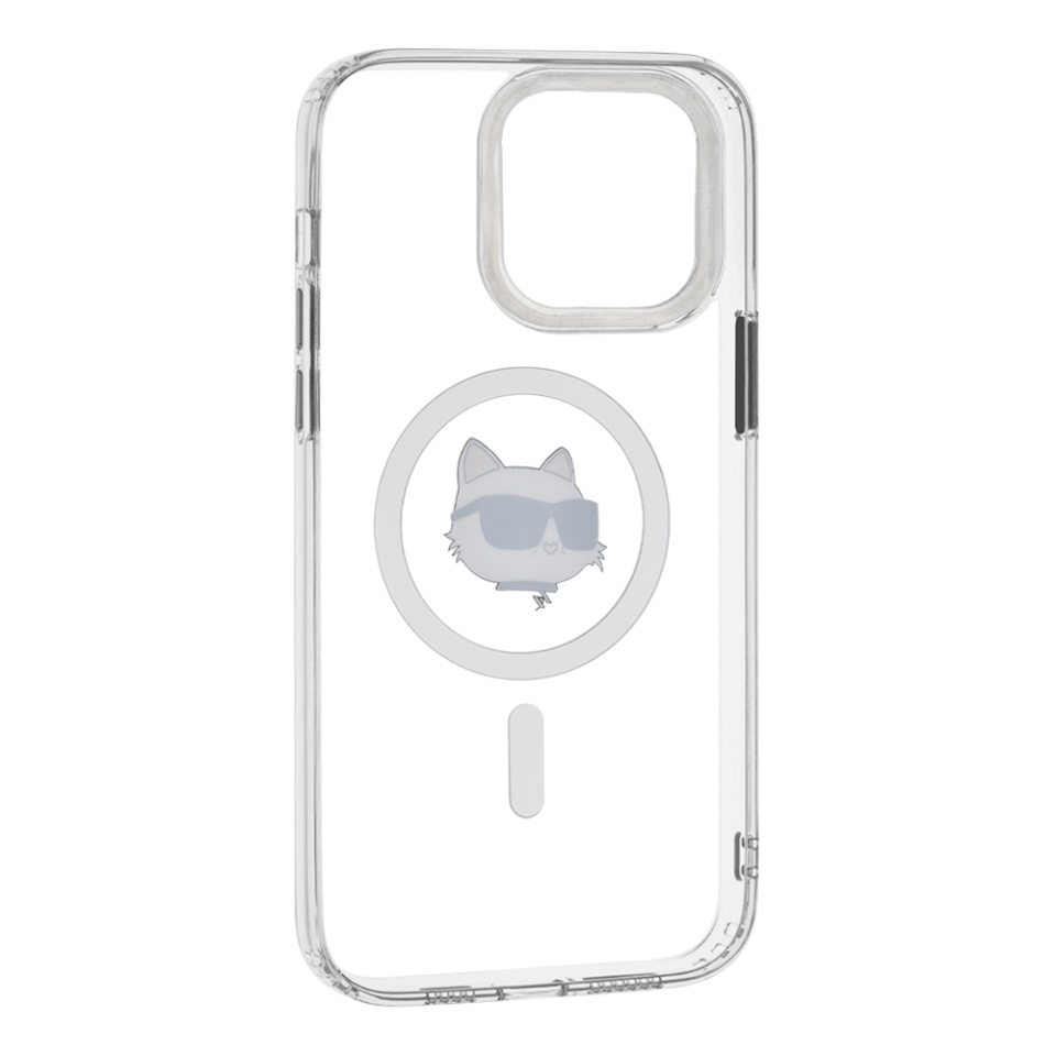 Husa pentru iPhone 14 Pro Max, IML Glitter K&C Heads Logo MagSafe, Clear Mono Karl&Choupette - 2 | YEO