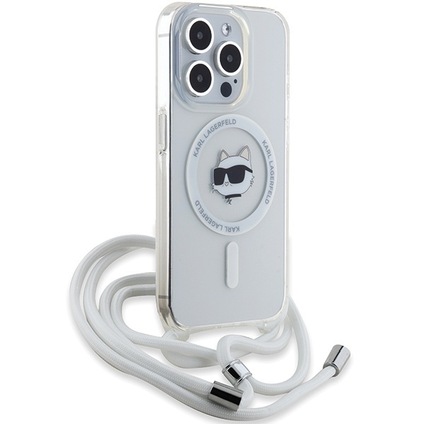 Husa pentru iPhone 14 Pro Max, Karl Lagerfeld, IML Crossbody MagSafe, Transparent Choupette Head&Cord - 3 | YEO