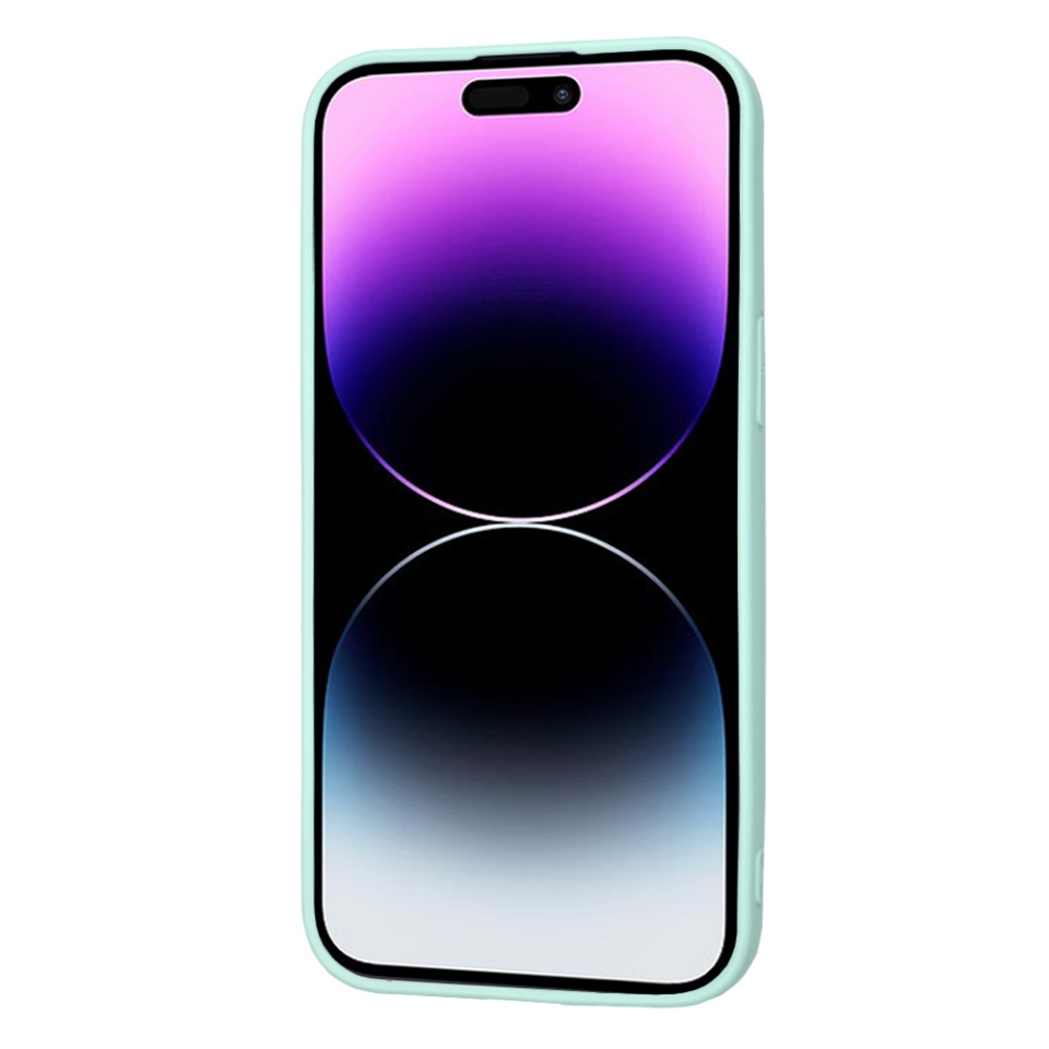 Husa pentru iPhone 14 Pro Max, SKYDDAR INNOVATION, din Silicon Catifelat, SoftElegance , Turcoaz, set cu sticker - 1 | YEO