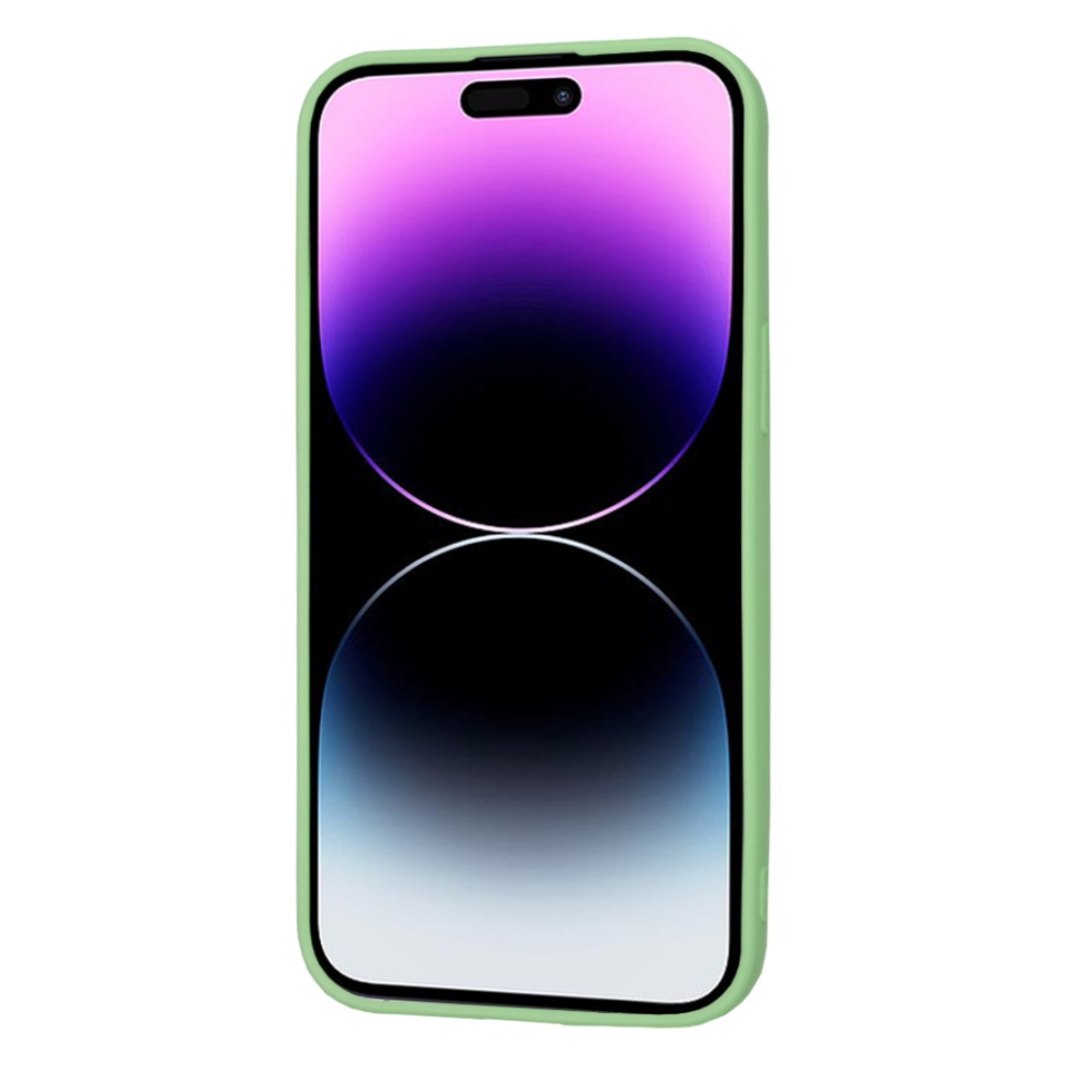 Husa pentru iPhone 14 Pro Max, SKYDDAR INNOVATION, din Silicon Catifelat, SoftElegance , Verde deschis, set cu sticker - 1 | YEO