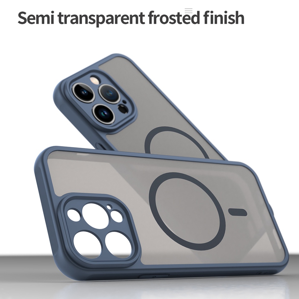 Husa pentru iPhone 14 Pro Max, SKYDDAR INNOVATION, HaloFrost MagSafe II, Antisoc, set cu sticker, Bleumarin - 2 | YEO