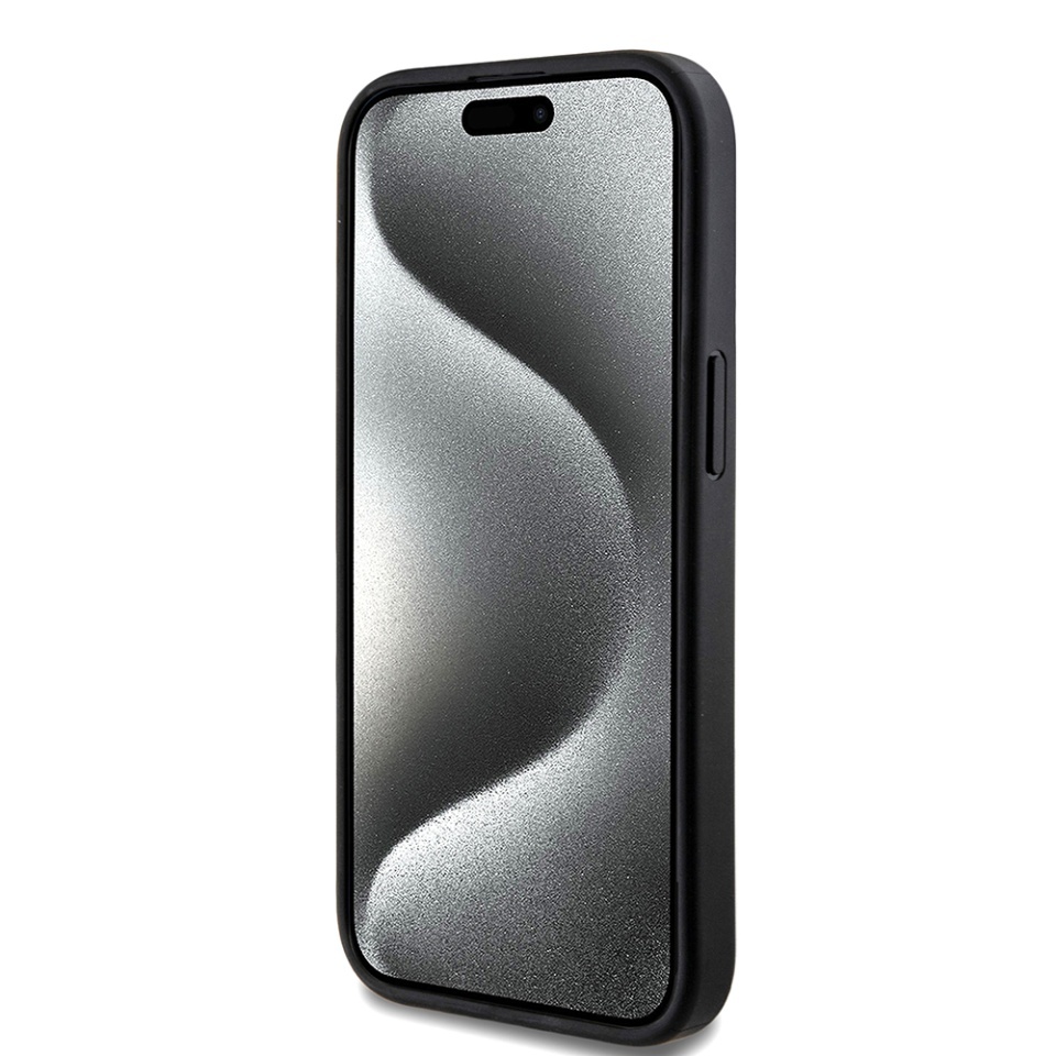 Husa pentru iPhone 15, 4G Ring Classic Logo MagSafe, Guess, Negru - 1 | YEO