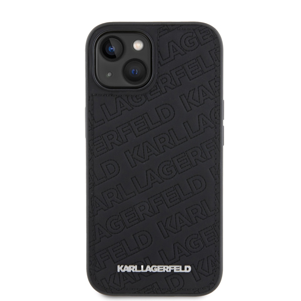 Husa pentru iPhone 15, Diagonal Quilted K Pattern, Karl Lagerfeld, Negru - 1 | YEO