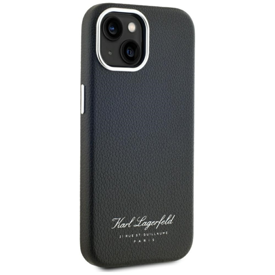 Husa pentru iPhone 15, Hardcase Leather Monogram, Karl Lagerfeld, Negru - 1 | YEO