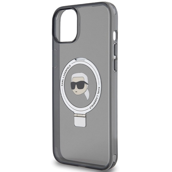 Husa pentru iPhone 15, Hardcase Ring Stand MagSafe, Karl Lagerfeld - Negru - 3 | YEO