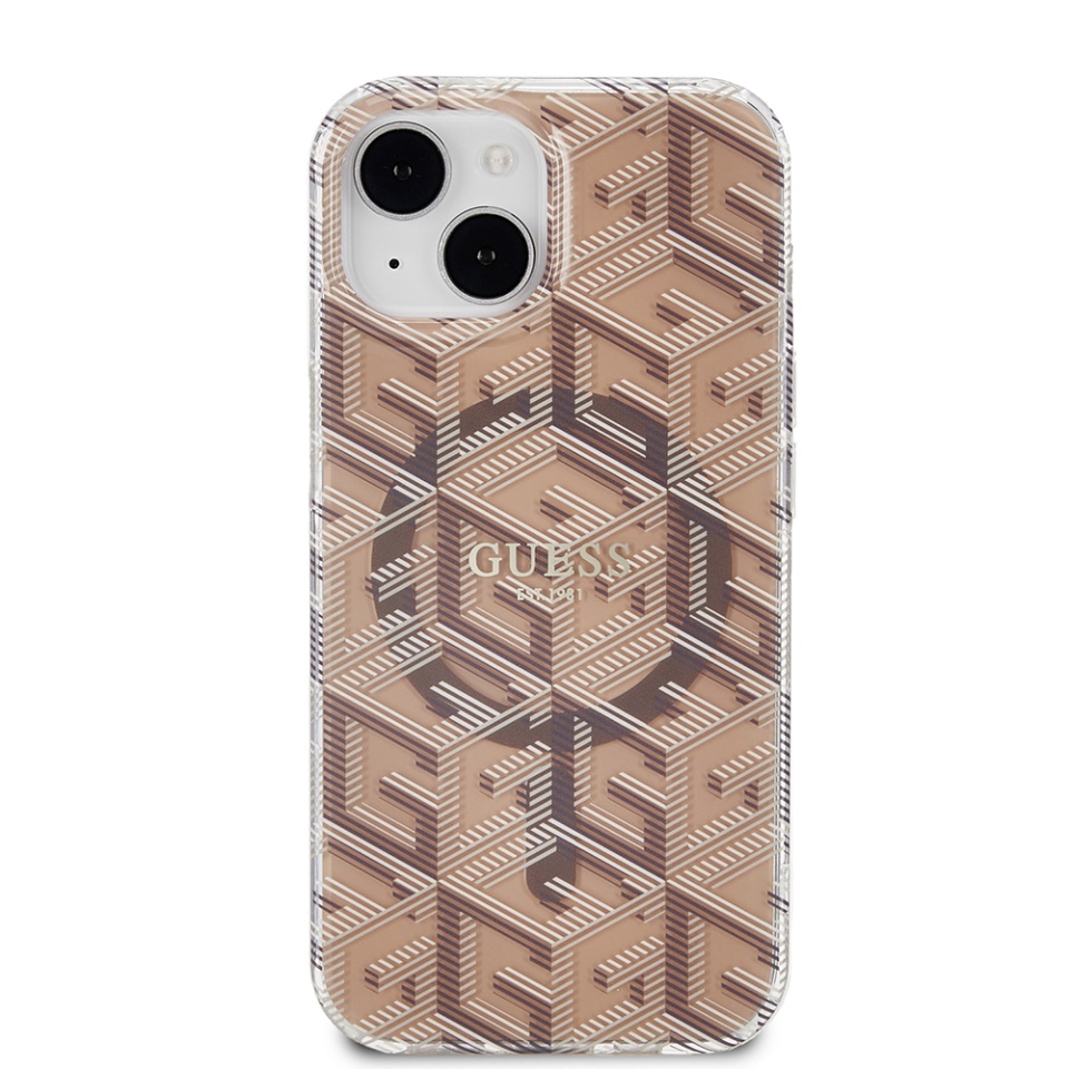 Husa pentru iPhone 15, IML GCube MagSafe, Guess - Maro - 2 | YEO