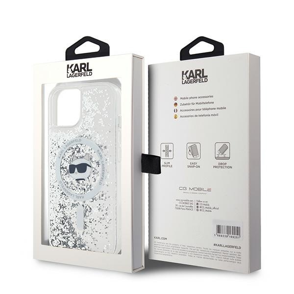 Husa pentru iPhone 15, Liquid Glitter MagSafe, Karl Lagerfeld - Transparenta - 7