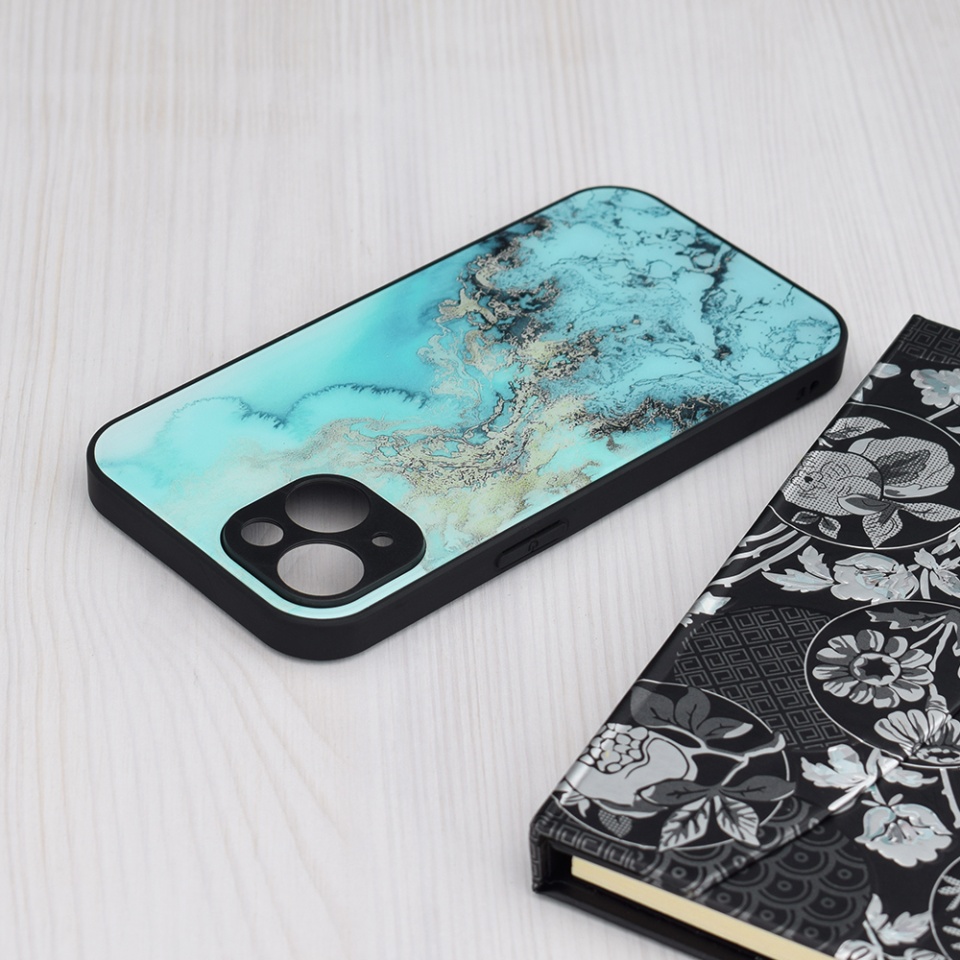 Husa pentru iPhone 15 Plus cu sticla securizata, Glaze - Bleu - 2 | YEO