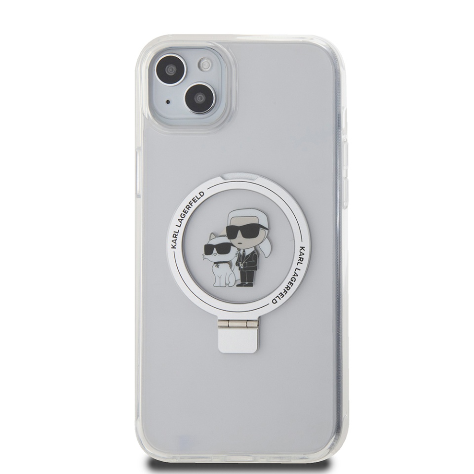 Husa pentru iPhone 15 Plus, Hardcase Ring Stand MagSafe, Karl Lagerfeld - Alb - 3 | YEO