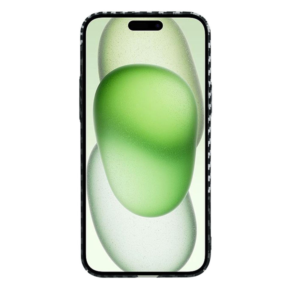 Husa pentru iPhone 15 Plus, SKYDDAR INNOVATION, textura carbon, Carbonite FiberShell, Gri, set cu sticker - 1 | YEO