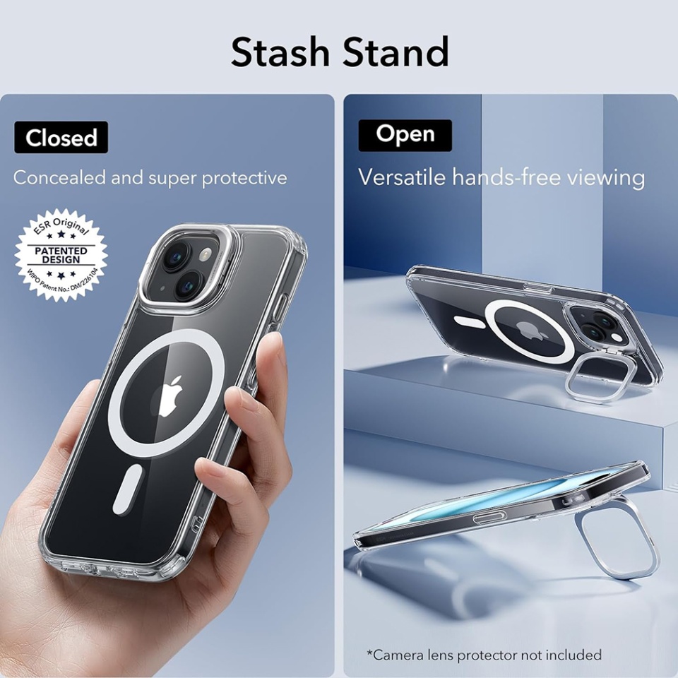 Husa pentru iPhone 15 Plus, slim MagSafe, Classic Hybrid HaloLock Kickstand ESR - Transparenta - 3 | YEO