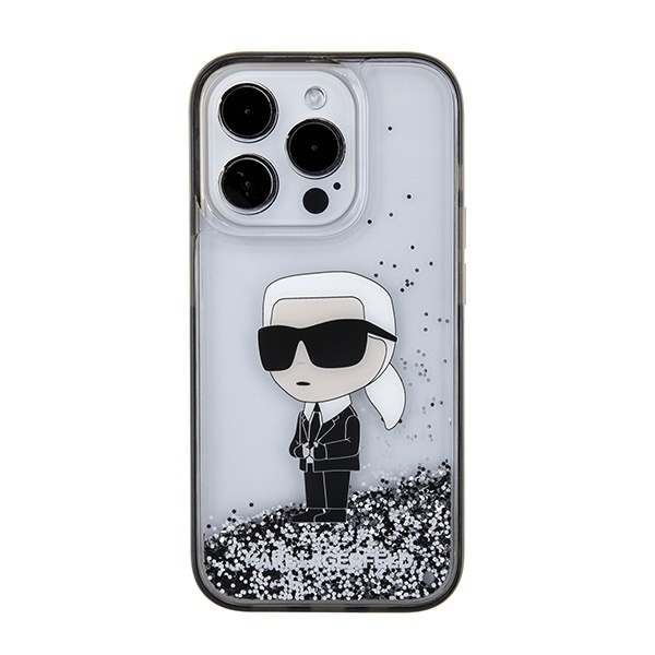 Husa pentru iPhone 15 Pro, Hardcase Liquid Glitter, Karl Lagerfeld - Transparent Sclipici - 2 | YEO