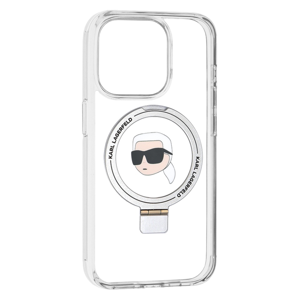 Husa pentru iPhone 15 Pro, Hardcase Ring Stand MagSafe, Karl Lagerfeld - Alb - 1 | YEO