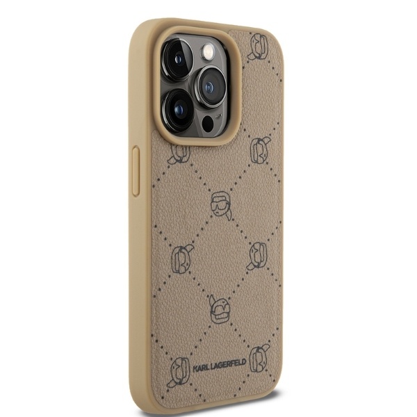 Husa pentru iPhone 15 Pro Leather MagSafe, Karl Lagerfeld - Bej - 3 | YEO