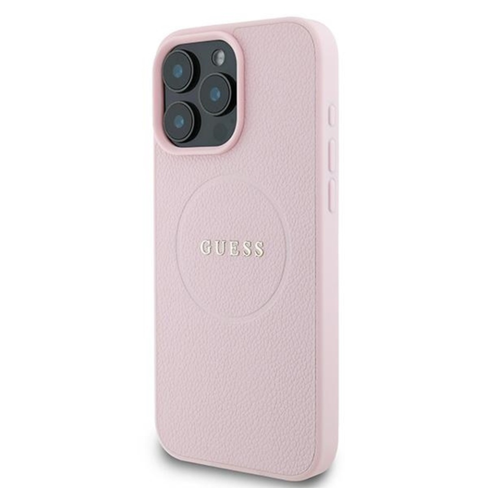 Husa pentru iPhone 15 Pro Max, Saffiano Iridescent Script, Guess, Roz - 2 | YEO